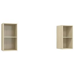 Foto van The living store televisiewandmeubel set - sonoma eiken - 37x37x72 cm - 2 stuks