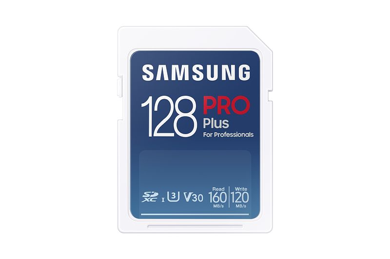 Foto van Samsung pro plus sd card 128gb sd-kaart wit