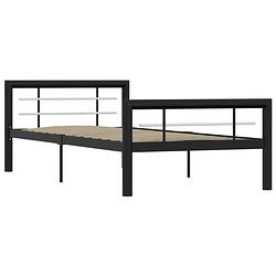 Foto van The living store metalen bedframe - 212 x 107.5 x 65.5 cm - zwart/wit