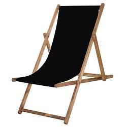 Foto van Houten ligstoel strandstoel ligstoel verstelbaar beukenhout handgemaakt zwart