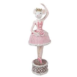 Foto van Clayre & eef beeld muis 27 cm roze polyresin decoratie beeld roze decoratie beeld