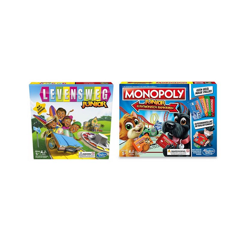 Foto van Spellenbundel - bordspel - 2 stuks - levensweg junior & monopoly junior elektronisch bankieren