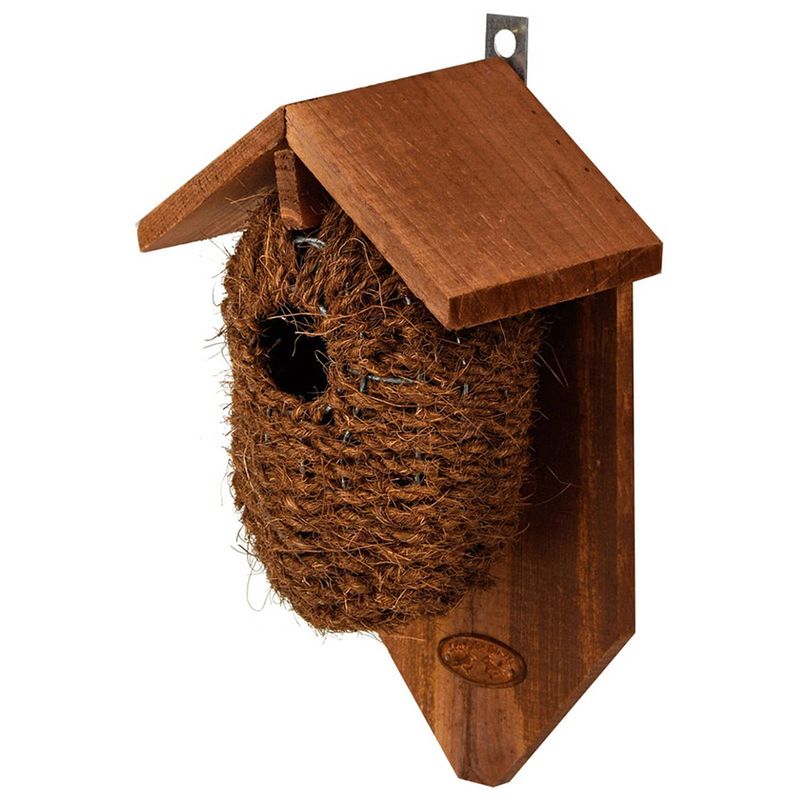 Foto van Houten vogelhuisje/nestbuidel kokos 26 cm - vogelhuisjes