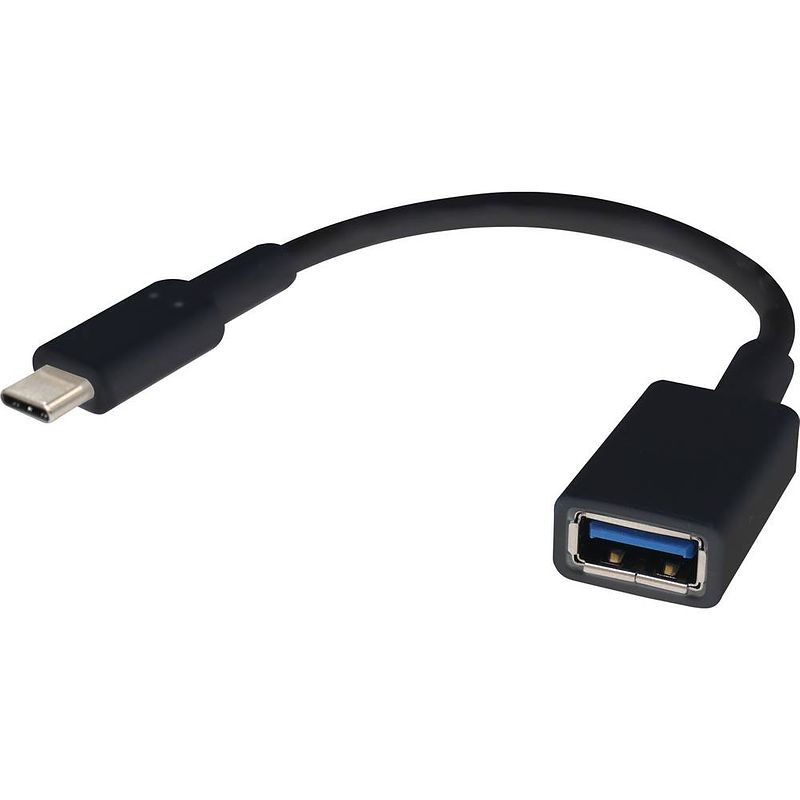 Foto van Renkforce usb-kabel usb 3.2 gen1 (usb 3.0 / usb 3.1 gen1) usb-c stekker, usb-a bus 15.00 cm zwart met otg-functie, vergulde steekcontacten rf-4455819