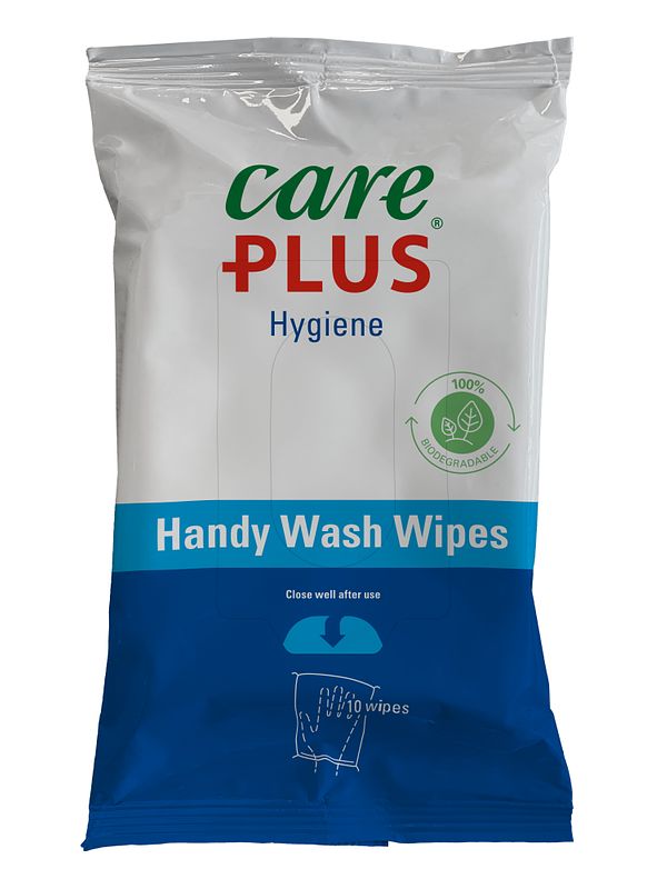 Foto van Care plus handy wash wipes