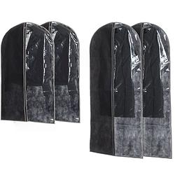 Foto van Set van 2x stuks kledinghoezen grijs 135/100 cm inclusief kledinghangers - kledinghoezen