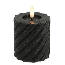 Foto van Countryfield led kaars/stompkaars - zwart - d7,5 x h8 cm - timer - led kaarsen