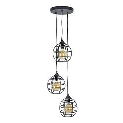 Foto van Urban interiors hanglamp globe 3-lichts zwart