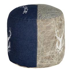 Foto van Womo-design ronde zitkruk blauw, ø 35x43 cm, gemaakt van canvas/jeans met katoenen vulling