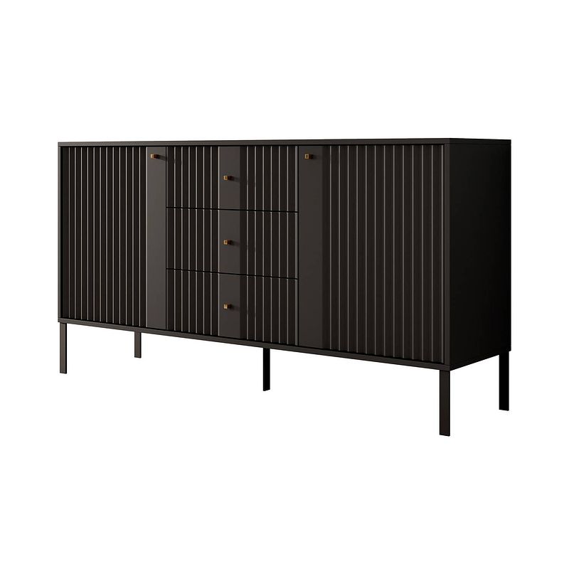 Foto van Meubella dressoir kaylan - zwart - 155 cm