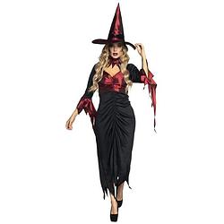 Foto van Boland wicked witch kostuum dames zwart/rood maat 40/42 (m)
