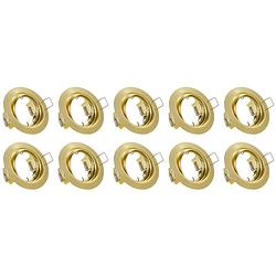 Foto van Spot armatuur 10 pack - trion - gu10 fitting - inbouw rond - mat goud aluminium - kantelbaar ø83mm