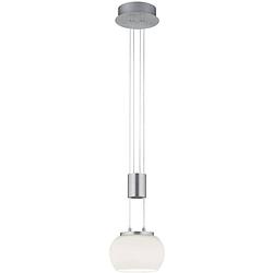 Foto van Led hanglamp - hangverlichting - trion maliba - 8w - 1-lichts - warm wit 3000k - dimbaar - rond - mat nikkel - aluminium