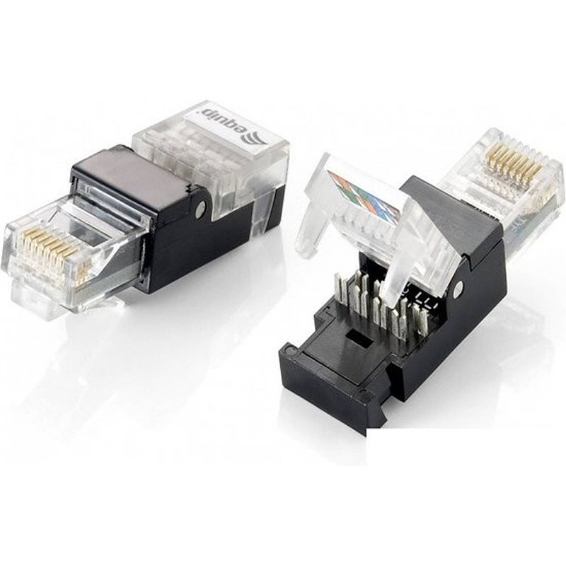 Foto van Kabel-connector rj-45 zwart, transparant rj45 connectoren - stekker - connector - cat5e - cat6 - plugs - connector