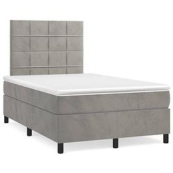 Foto van The living store bedframe grey - 203x120x118/128 cm - pocketvering matras - topmatras - inclusief montagehandleiding -