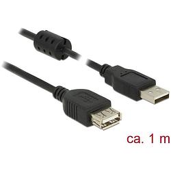 Foto van Delock usb-kabel usb 2.0 usb-a stekker, usb-a bus 1.00 m zwart met ferrietkern 84883