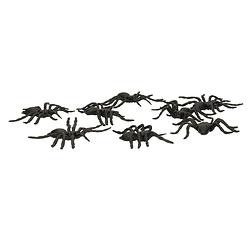 Foto van Fiestas nep spinnen/spinnetjes 6 cm - zwart - 8x stuks - horror/griezel thema decoratie beestjes - feestdecoratievoorwer