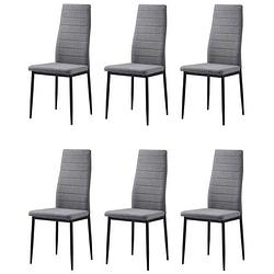 Foto van Laureate set van 6 eetkamerstoelen in zwart metaal - heather grey stof - modern - l 44 x d 43 cm