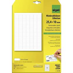 Foto van Sigel la202 etiketten 25.4 x 10 mm papier wit 4725 stuk(s) weer verwijderbaar universele etiketten 25 vel din a4