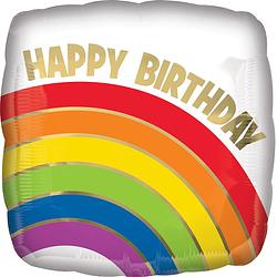 Foto van Amscan folieballon happy birthday rainbow 43 cm wit