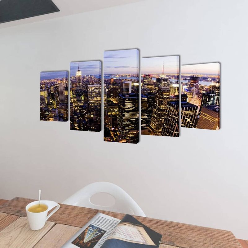 Foto van The living store canvas muurdruk set - new york skyline - 200 x 100 cm - waterdicht - eenvoudig op te hangen