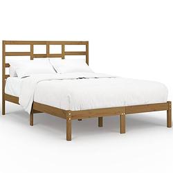 Foto van The living store bedframe honingbruin - massief grenenhout - 195.5 x 146 x 104 cm - geschikt voor 140 x 190 cm matras