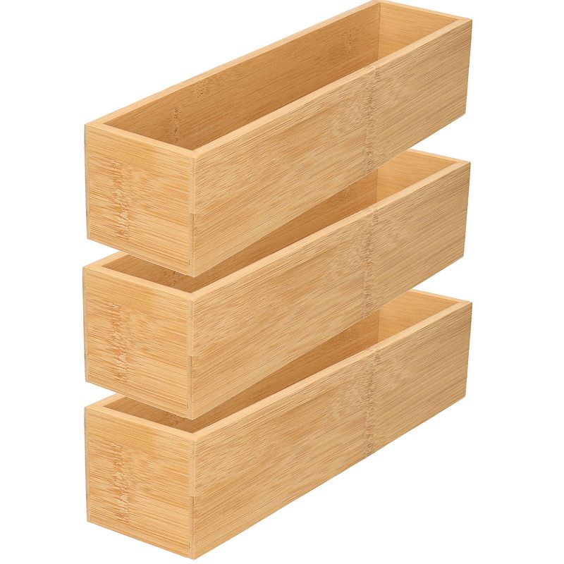 Foto van 3x stuks kast/lade/make-up sorteer organizer - bamboe hout bakje - 7.5 x 30.5 x 6.5 cm - make-up dozen