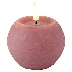 Foto van Magic flame led kaars/bolkaarsa - rond - roze - d8 x h7,5 cm - led kaarsen