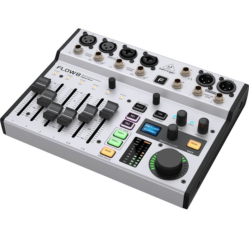 Foto van Behringer flow 8 digitale mixer met bluetooth en audio interface