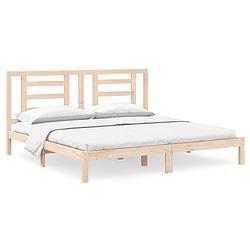 Foto van The living store houten bedframe - 205.5 x 205.5 x 31 cm - massief grenenhout - onbehandeld