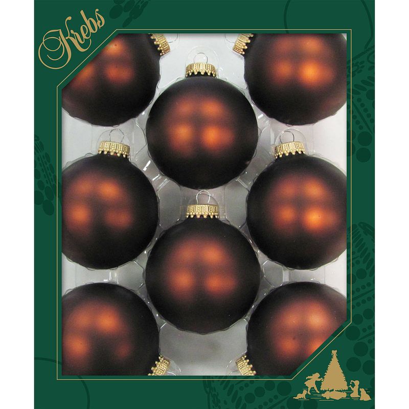 Foto van 16x stuks glazen kerstballen 7 cm mustang velvet bruin mat - kerstbal