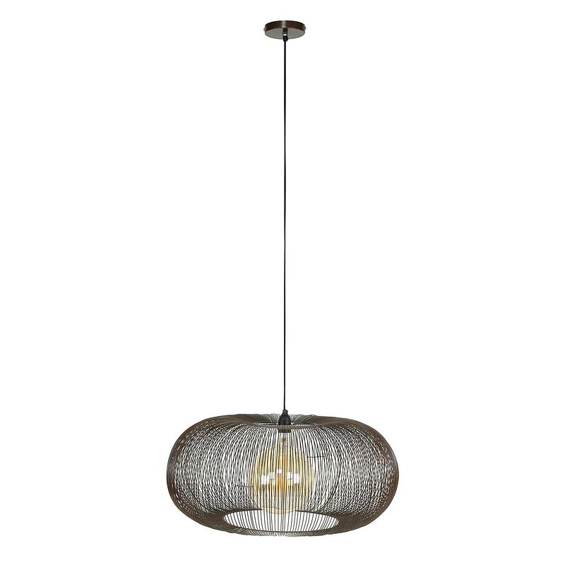 Foto van Hoyz - hanglamp copper twist - zwart nikkel - industrieel - 70x70x150