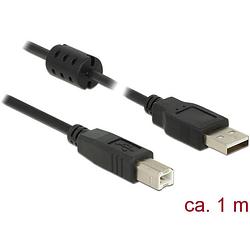 Foto van Delock usb-kabel usb 2.0 usb-a stekker, usb-b stekker 1.00 m zwart met ferrietkern 84895