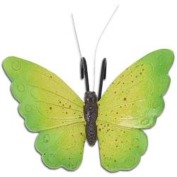 Foto van Tuindecoratie bloempothanger vlinder - kunststeen - groen - 13 x 10 cm - tuinbeelden