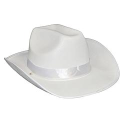 Foto van Funny fashion carnaval verkleed cowboy hoed toppers - wit - volwassenen - polyester - verkleedhoofddeksels