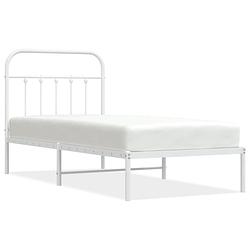 Foto van Vidaxl bedframe met hoofdbord metaal wit 90x190 cm