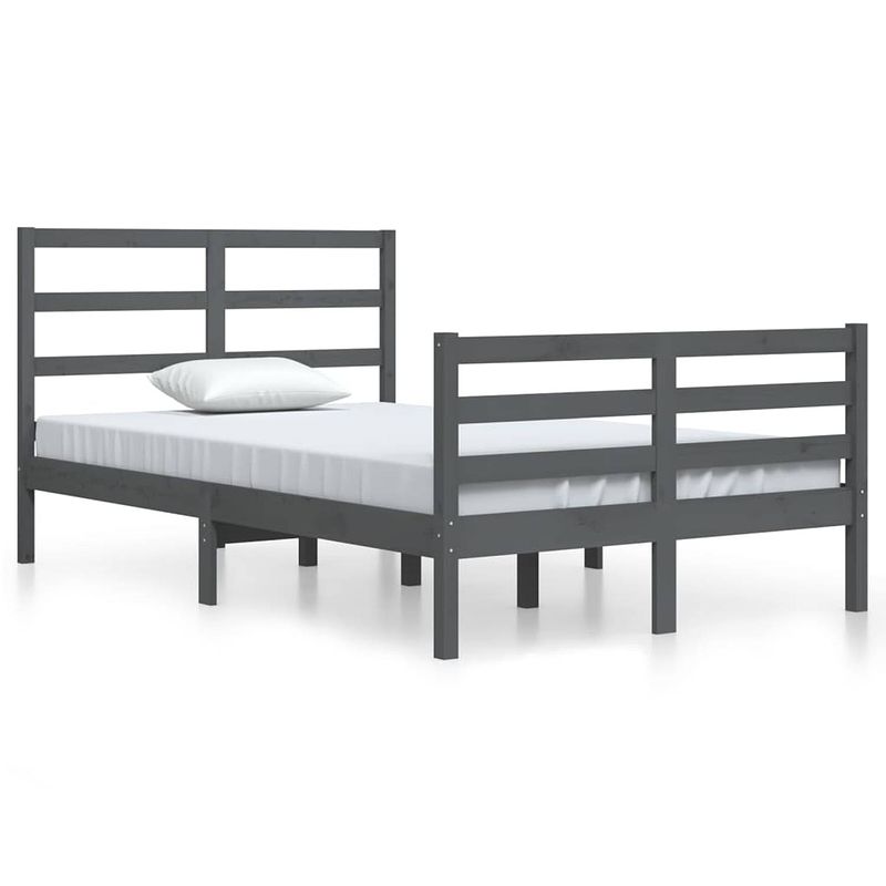 Foto van The living store bedframe - grijs - 205.5 x 125.5 x 100 cm - massief grenenhout