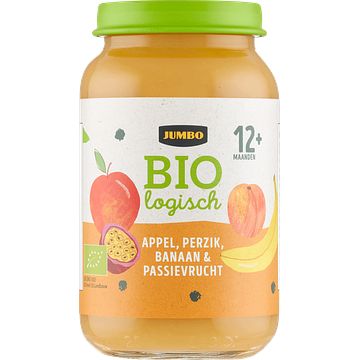 Foto van Jumbo biologisch babyvoeding appel, perzik, banaan & passievrucht 12 + maanden 220g