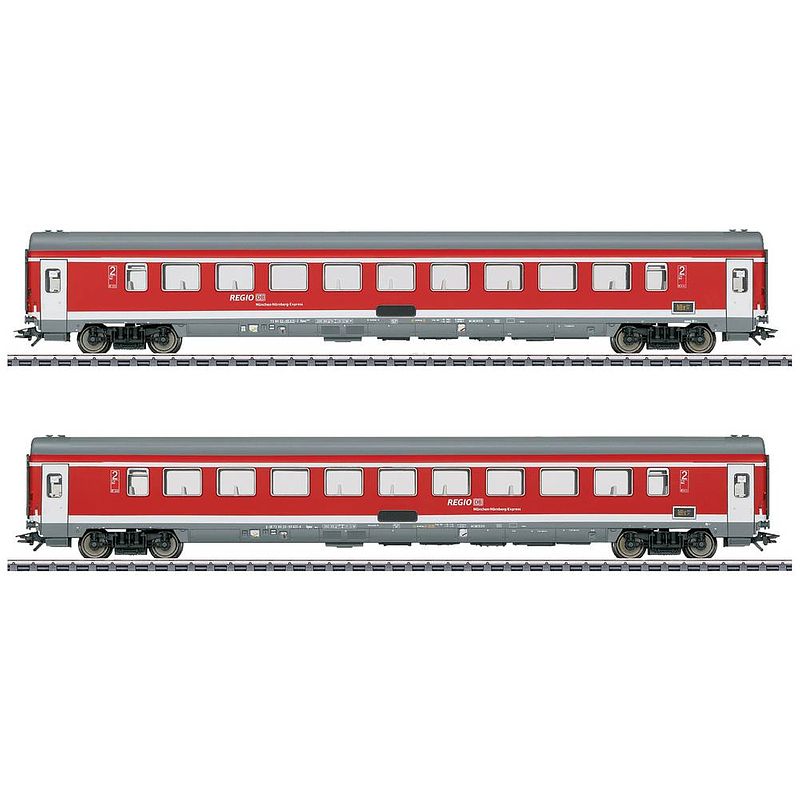 Foto van Märklin 42989 h0 set van 2 personenrijtuigen van de münchen-nürnberg express van de db-ag