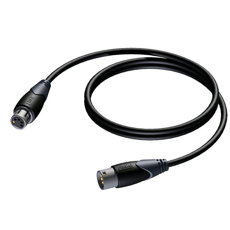 Foto van Procab cld955 classic 5p xlr male - 5p xlr female dmx-kabel 10m