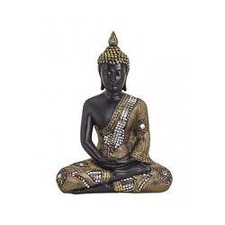 Foto van Boeddha beeld zwart/goud zittend 27 cm