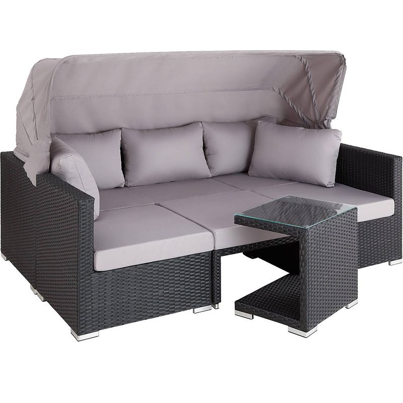 Foto van Tectake - wicker loungeset loungebank tuinset san marino - zwart - 403426