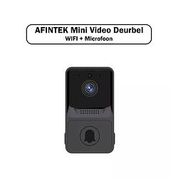 Foto van Afintek mini video deurbel met wifi en microfoon - intercom - nachtmodus - inclusief app - inclusief chime - zwart
