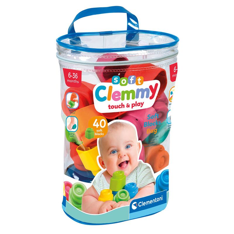 Foto van Clementoni clemmy sensory bouwblokken set 40-delig