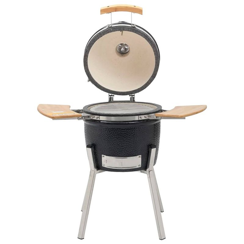 Foto van The living store kamado barbecue - keramisch - 27 cm - inclusief thermometer kolen - hout - grillen - bakken -