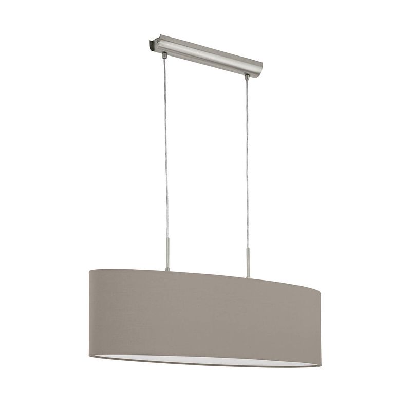 Foto van Eglo pasteri - hanglamp - 2 lichts - 75cm - nikkel-mat - taupe