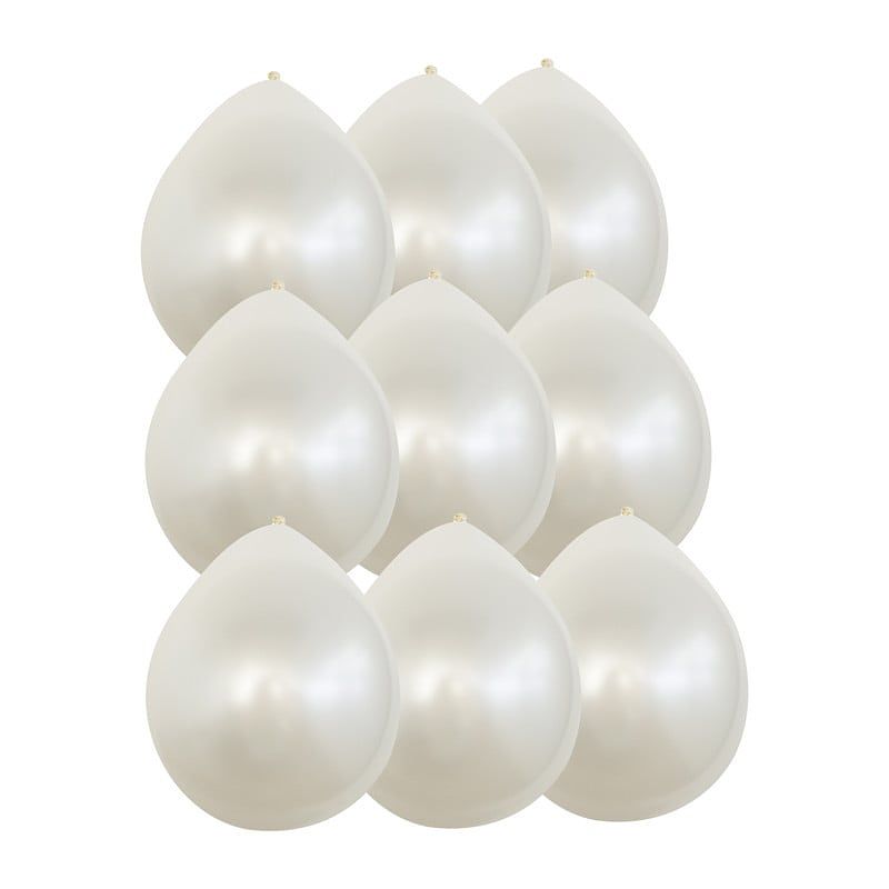 Foto van Ballonnen metallic - wit - 9 stuks