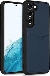 Foto van Accezz premium leather card slot backcover samsung galaxy s22 telefoonhoesje blauw