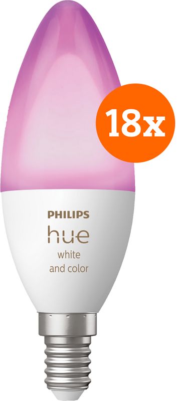 Foto van Philips hue white and color e14 18-pack