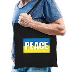 Foto van Peace tas zwart volwassenen - oekraine tasje met oekraiense vlag - feest boodschappentassen